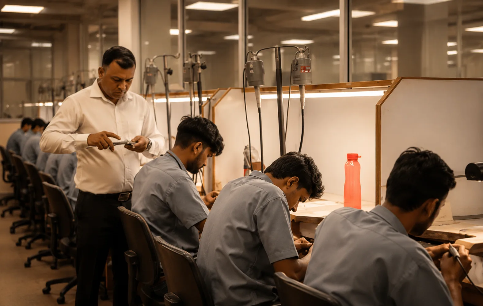 Jewellery artisans working inside the Malya factory